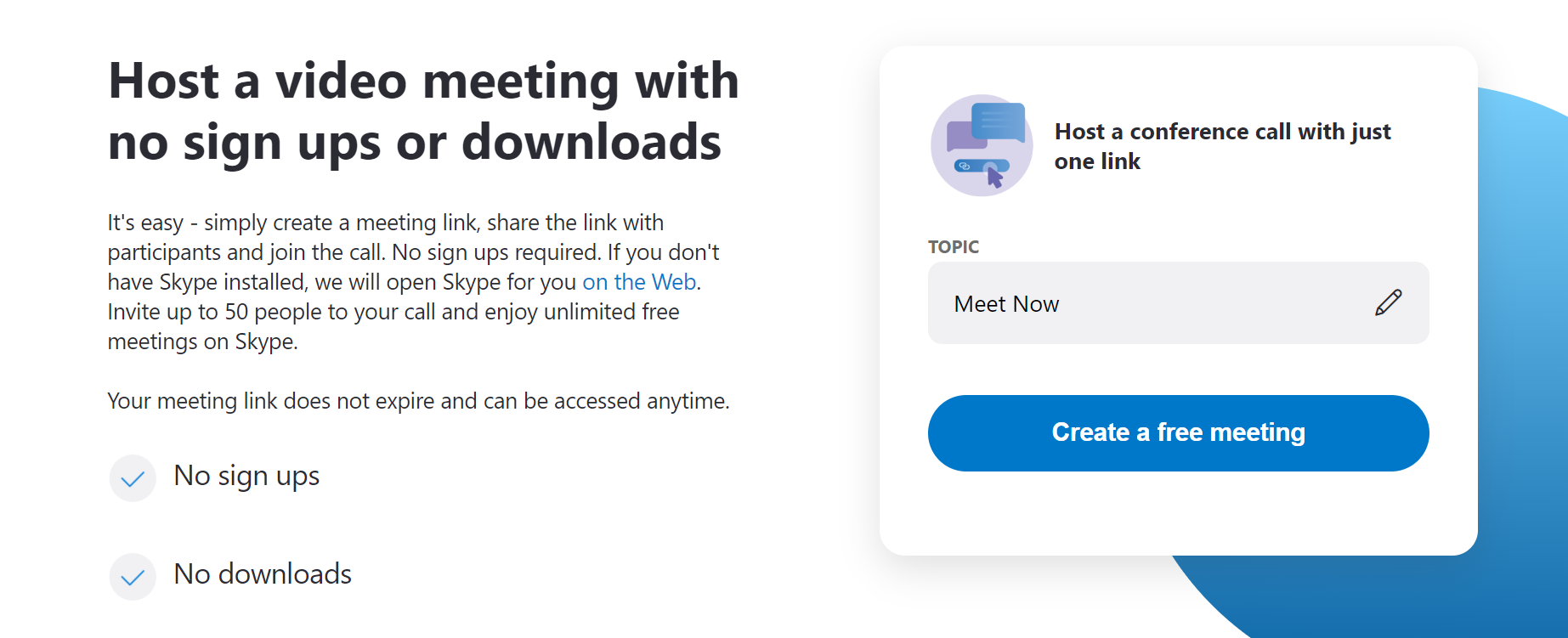 Skype Create a Meeting