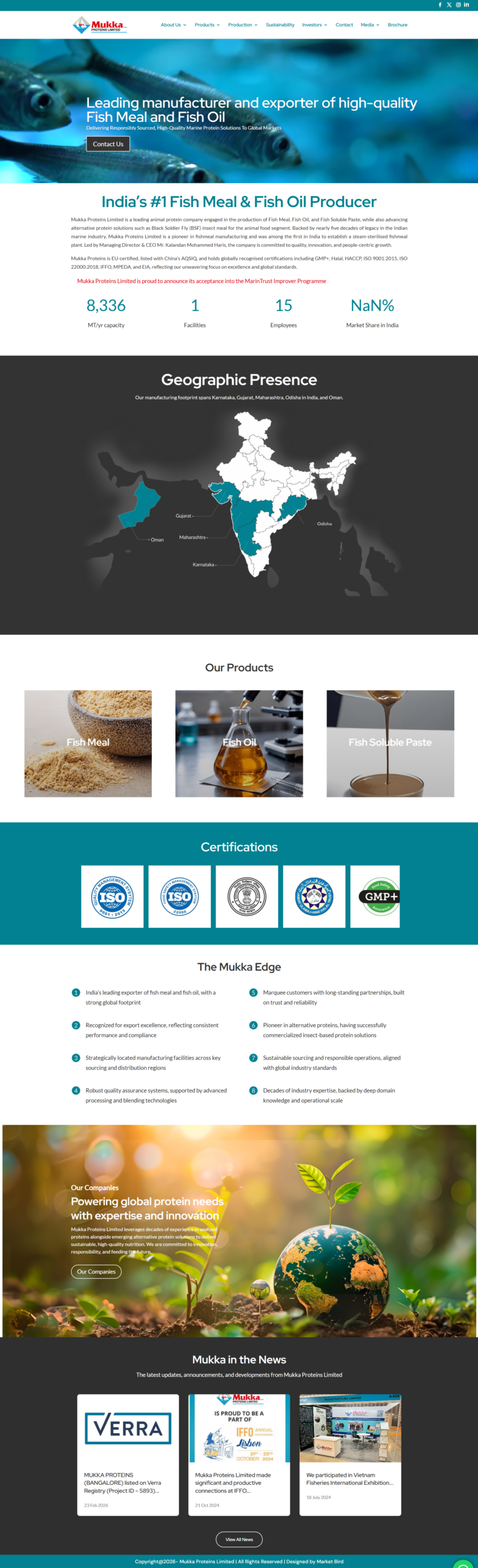 Mukka Proteins website preview